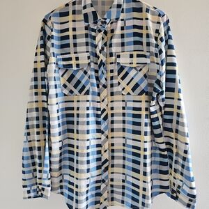 Plaid Button Down Shirt - Blue and Yellow